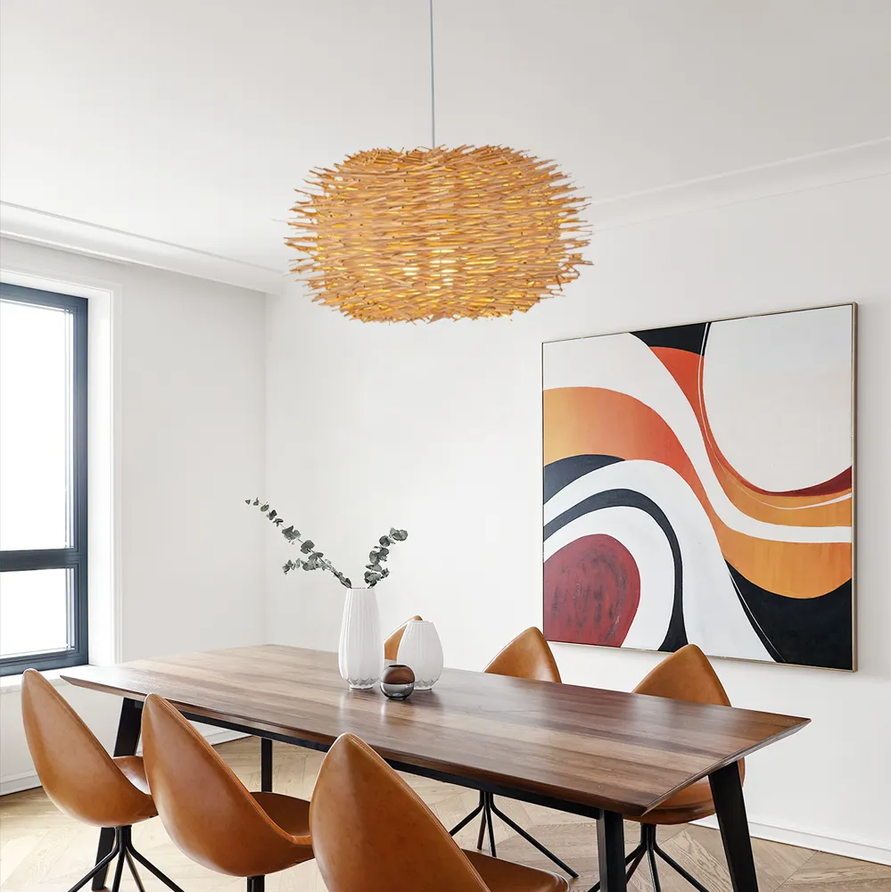 Farmhouse Globular Wood Pendant Light